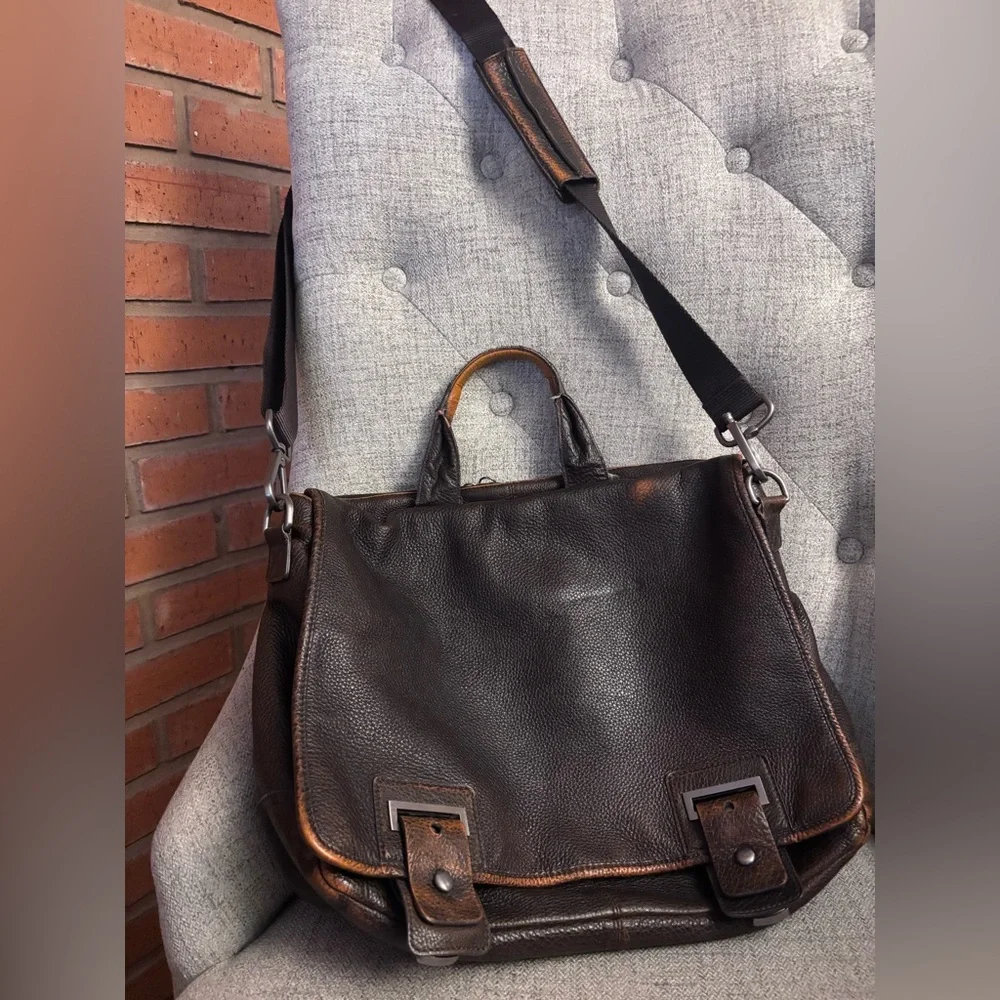 Banana Republic Dark Brown Pebbled Leather Briefcase